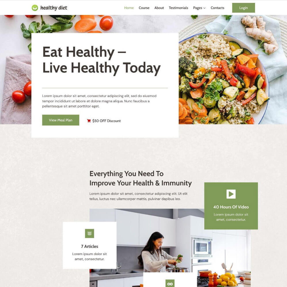Eat Healthy - Website Builder For WordPress & Kadence